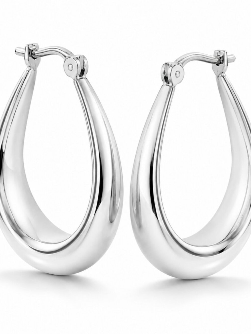 925 Sterling Silver Hoop Earrings Rhodium Finish White Gold Look Hypoallergenic